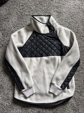 Abercrombie & Fitch Cream Sherpa Jacket with Black Trim